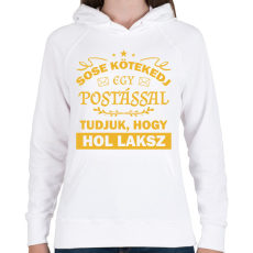 PRINTFASHION Sose kötekedj egy postással - Női kapucnis pulóver - Fehér