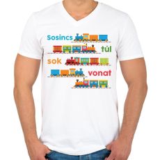 PRINTFASHION Sosincs túl sok vonat - Férfi V-nyakú póló - Fehér