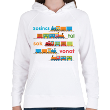 PRINTFASHION Sosincs túl sok vonat - Női kapucnis pulóver - Fehér női pulóver, kardigán