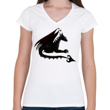 PRINTFASHION Sötét sárkány - Női V-nyakú póló - Fehér női póló