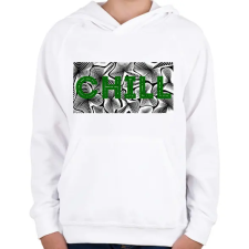 PRINTFASHION Sötétzöld CHILL - Gyerek kapucnis pulóver - Fehér gyerek pulóver, kardigán