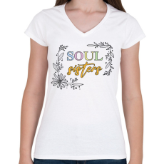 PRINTFASHION Soul sisters - Női V-nyakú póló - Fehér