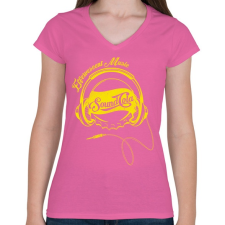 PRINTFASHION Sound Cola - Női V-nyakú póló - Rózsaszín női póló