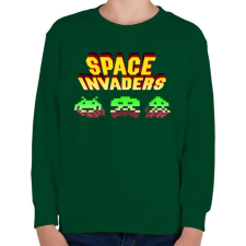PRINTFASHION Space Invaders - Gyerek pulóver - Sötétzöld gyerek pulóver, kardigán