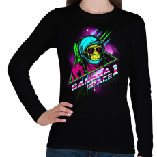PRINTFASHION Space Monkey - Női hosszú ujjú póló - Fekete