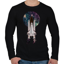 PRINTFASHION SPACESHIP - Férfi hosszú ujjú póló - Fekete férfi póló