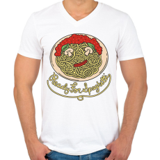 PRINTFASHION Spagetti - Férfi V-nyakú póló - Fehér