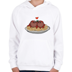 PRINTFASHION Spagetti szerelem - Gyerek kapucnis pulóver - Fehér