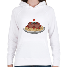 PRINTFASHION Spagetti szerelem - Női kapucnis pulóver - Fehér női pulóver, kardigán