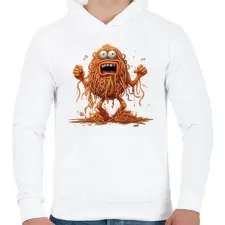 PRINTFASHION Spagetti szörny - Férfi kapucnis pulóver - Fehér férfi pulóver, kardigán