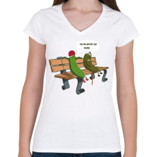 PRINTFASHION Spanok - Női V-nyakú póló - Fehér
