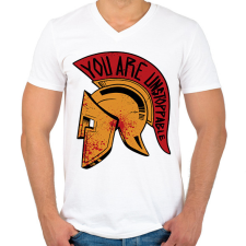 PRINTFASHION Spártai sisak - Férfi V-nyakú póló - Fehér férfi póló