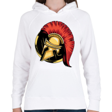 PRINTFASHION Spártai sisak - Női kapucnis pulóver - Fehér