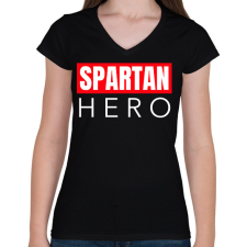 PRINTFASHION SPARTAN HERO - Női V-nyakú póló - Fekete női póló