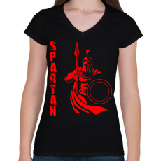 PRINTFASHION spartan - Női V-nyakú póló - Fekete