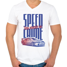 PRINTFASHION speed is not a crime - Férfi V-nyakú póló - Fehér férfi póló