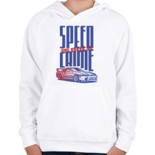 PRINTFASHION speed is not a crime - Gyerek kapucnis pulóver - Fehér gyerek pulóver, kardigán