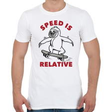 PRINTFASHION Speed is relative - Férfi póló - Fehér férfi póló