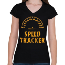 PRINTFASHION speed tracker - Női V-nyakú póló - Fekete női póló