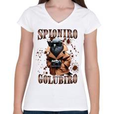 PRINTFASHION Spionero Golubiro - Női V-nyakú póló - Fehér