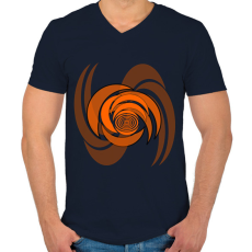 PRINTFASHION spiral1_orange - Férfi V-nyakú póló - Sötétkék