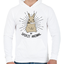 PRINTFASHION Spirit animal - Rabbit - Férfi kapucnis pulóver - Fehér férfi pulóver, kardigán