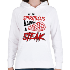 PRINTFASHION Spirituális állat - Steak - Női kapucnis pulóver - Fehér