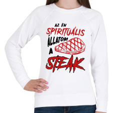 PRINTFASHION Spirituális állat - Steak - Női pulóver - Fehér női pulóver, kardigán