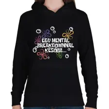 PRINTFASHION Spongyabob Egy mentalbreakdownnal később... - Női kapucnis pulóver - Fekete női pulóver, kardigán