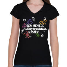 PRINTFASHION Spongyabob Egy mentalbreakdownnal később... - Női V-nyakú póló - Fekete