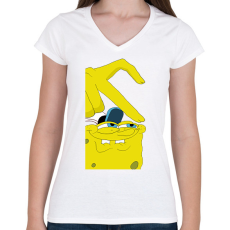 PRINTFASHION spongyabob és patrick páros minta barátoknak - Női V-nyakú póló - Fehér