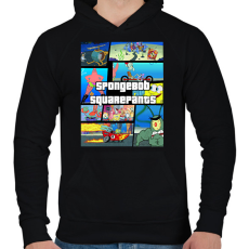 PRINTFASHION Spongyabob GTA - Férfi kapucnis pulóver - Fekete