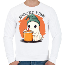 PRINTFASHION Spooky Vibes Cuki Halloween Szellem - Férfi pulóver - Fehér férfi pulóver, kardigán