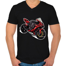 PRINTFASHION Sport motor  - Férfi V-nyakú póló - Fekete