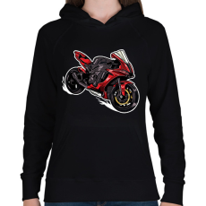 PRINTFASHION Sport motor  - Női kapucnis pulóver - Fekete