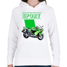 PRINTFASHION Sportmotor - Női kapucnis pulóver - Fehér női pulóver, kardigán
