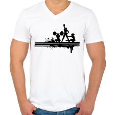 PRINTFASHION Sportolás - Férfi V-nyakú póló - Fehér férfi póló