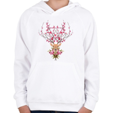PRINTFASHION Spring deer - Gyerek kapucnis pulóver - Fehér gyerek pulóver, kardigán