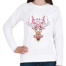 PRINTFASHION Spring deer - Női pulóver - Fehér