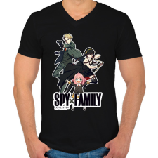 PRINTFASHION Spy x Family - Férfi V-nyakú póló - Fekete férfi póló