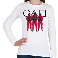 PRINTFASHION Squid game 3 soldiers with black symbols - Női hosszú ujjú póló - Fehér női póló