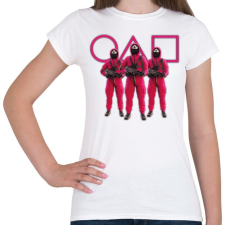 PRINTFASHION Squid game 3 soldiers with purple symbols - Női póló - Fehér női póló