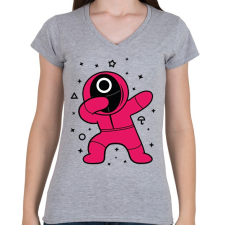 PRINTFASHION Squid Game Dab kör - Női V-nyakú póló - Sport szürke női póló
