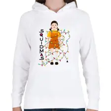 PRINTFASHION Squid Game Doll - Karácsony - Női kapucnis pulóver - Fehér női pulóver, kardigán