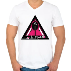 PRINTFASHION Squid Game - Férfi V-nyakú póló - Fehér