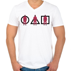 PRINTFASHION Squid Game - Férfi V-nyakú póló - Fehér