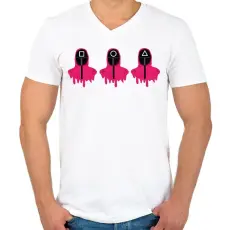 PRINTFASHION Squid game - Férfi V-nyakú póló - Fehér
