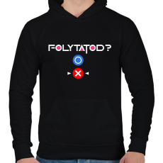PRINTFASHION Squid Game - Folytatod? Nem! - Férfi kapucnis pulóver - Fekete