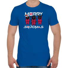 PRINTFASHION Squid game - karácsony - Merry Squidmas - Férfi póló - Királykék