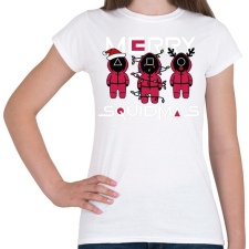 PRINTFASHION Squid game - karácsony - Merry Squidmas - Női póló - Fehér női póló